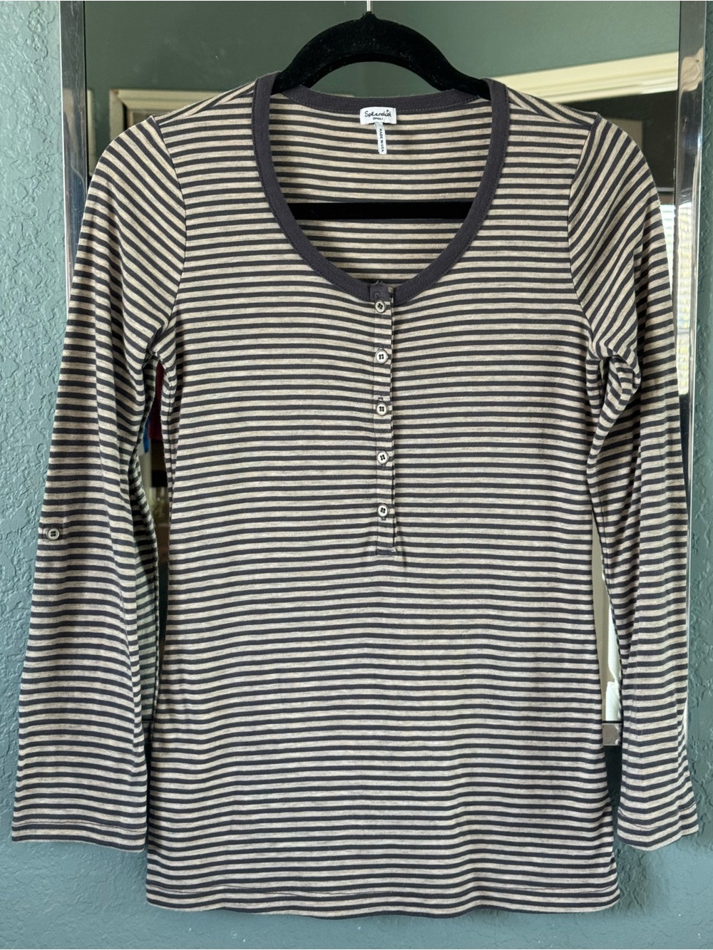 Y2K Vintage Pima Cotton Splendid Striped Long-Sleeve Henley Size Small